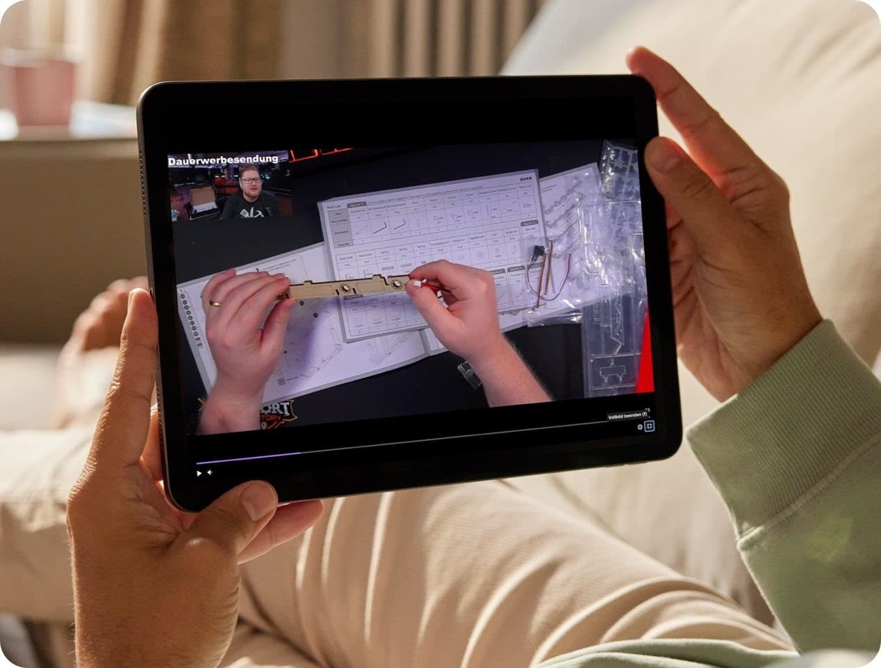 Twitch stream on a tablet