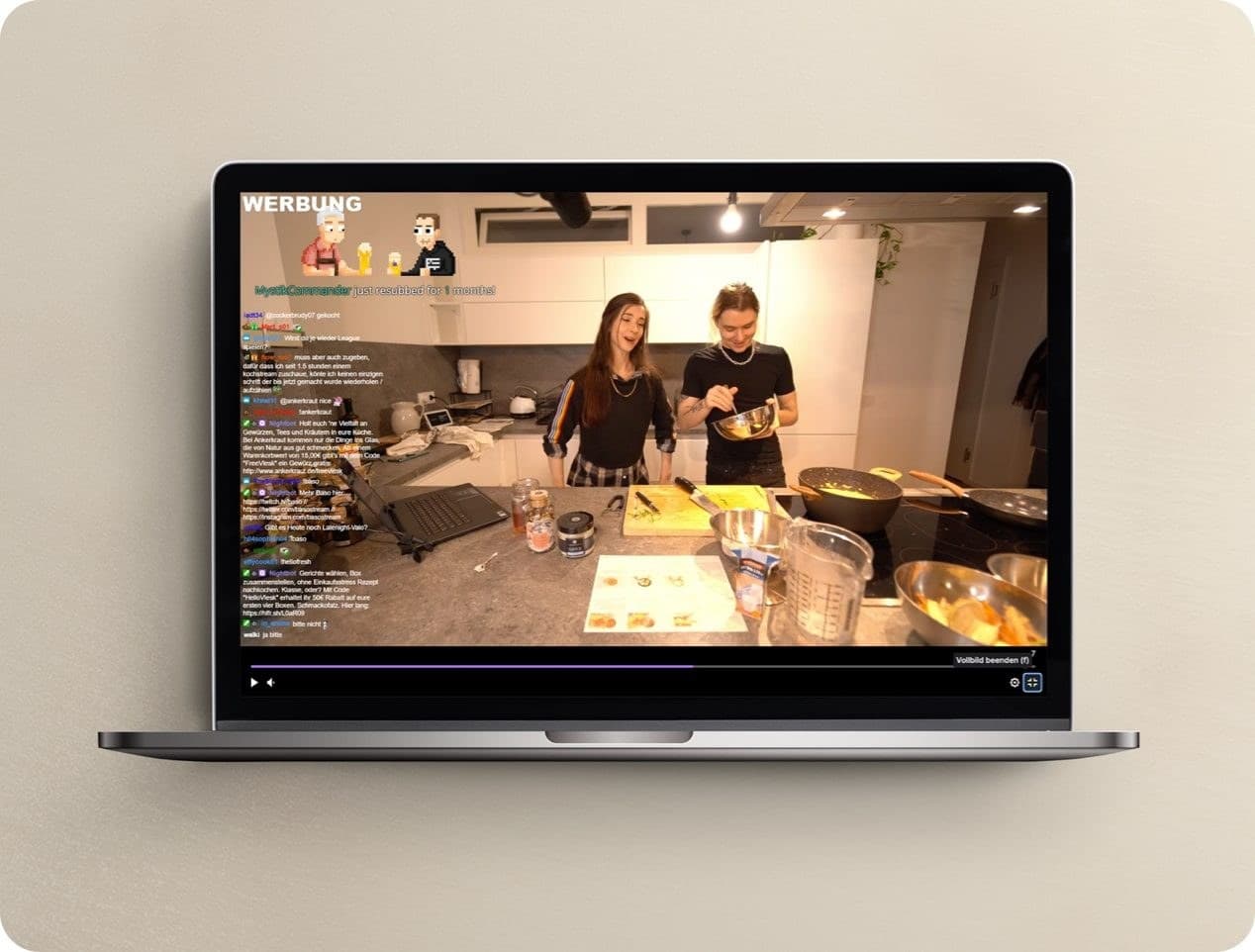 Twitch stream on a laptop