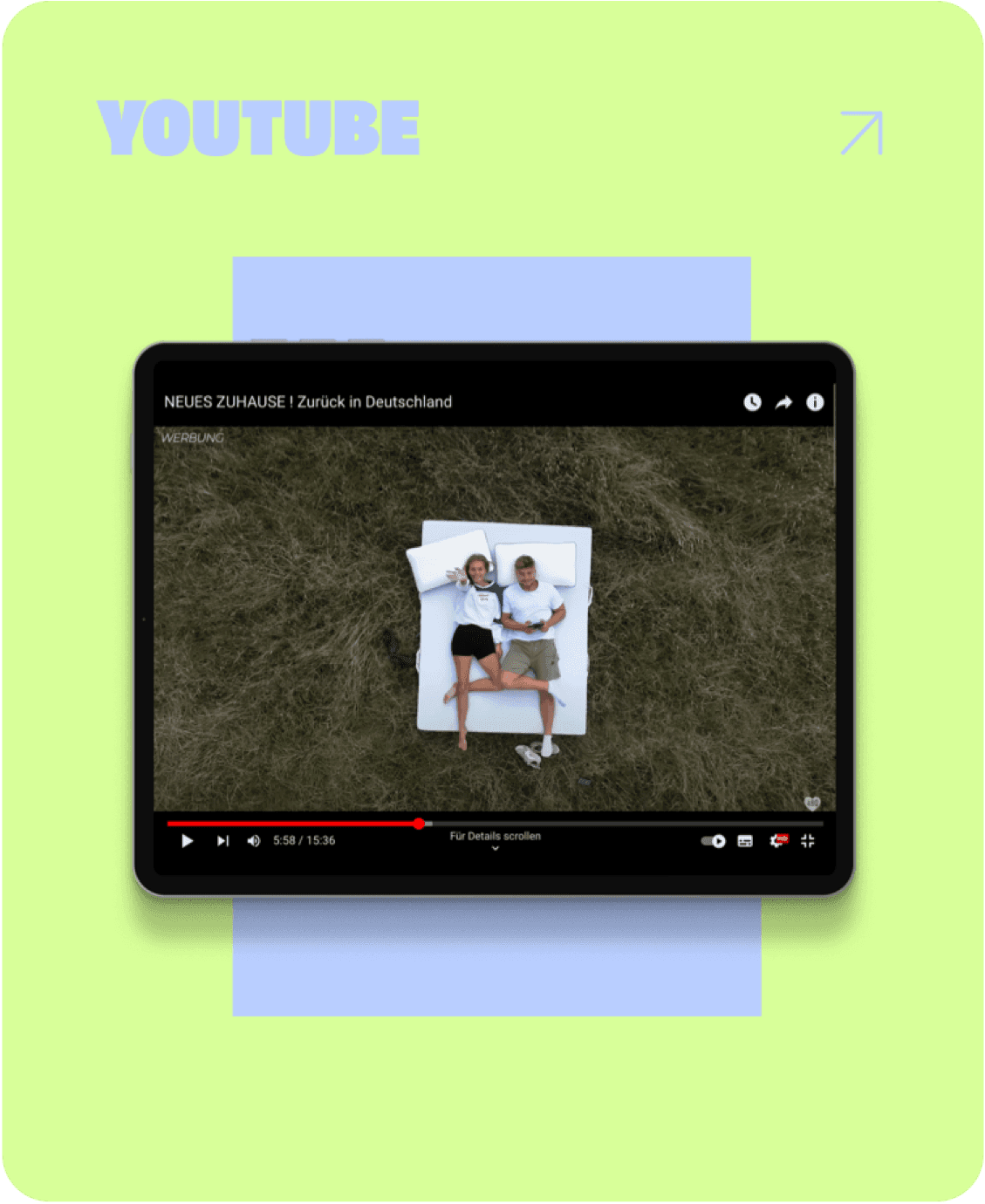 YouTube video on tablet