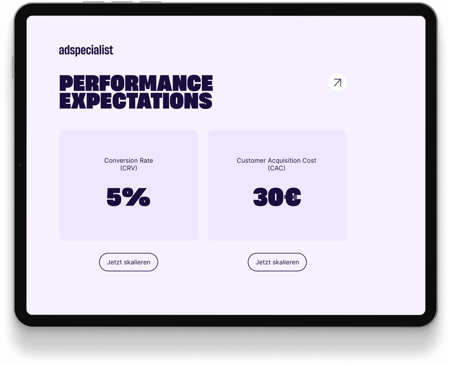 View of performance metrics from adspecialist