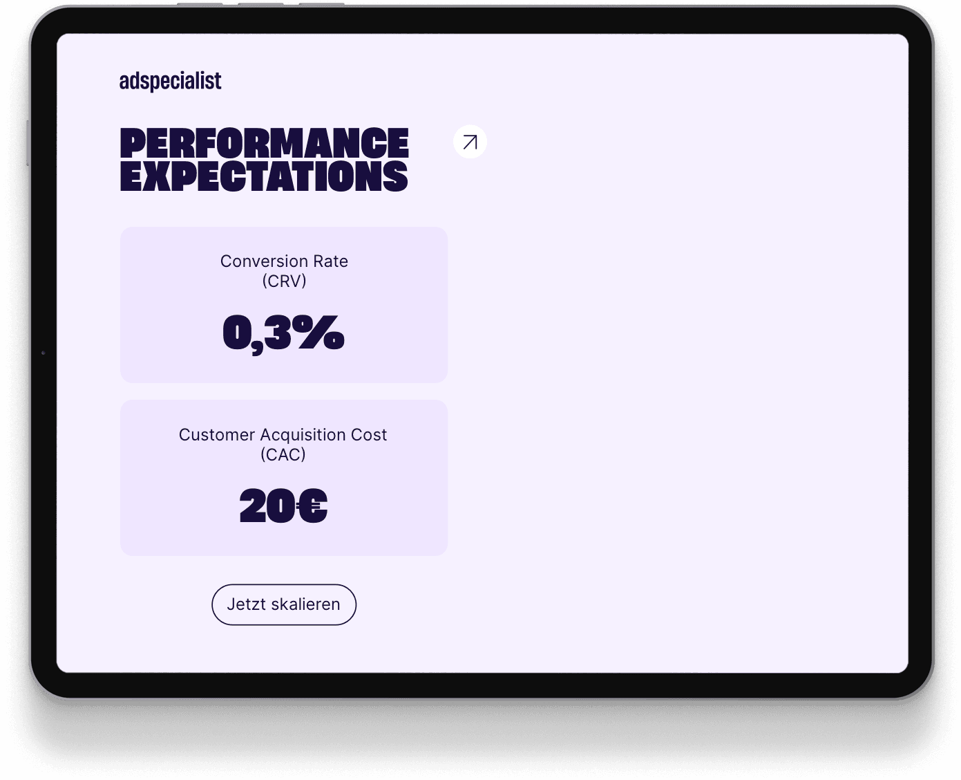 View of performance metrics from adspecialist
