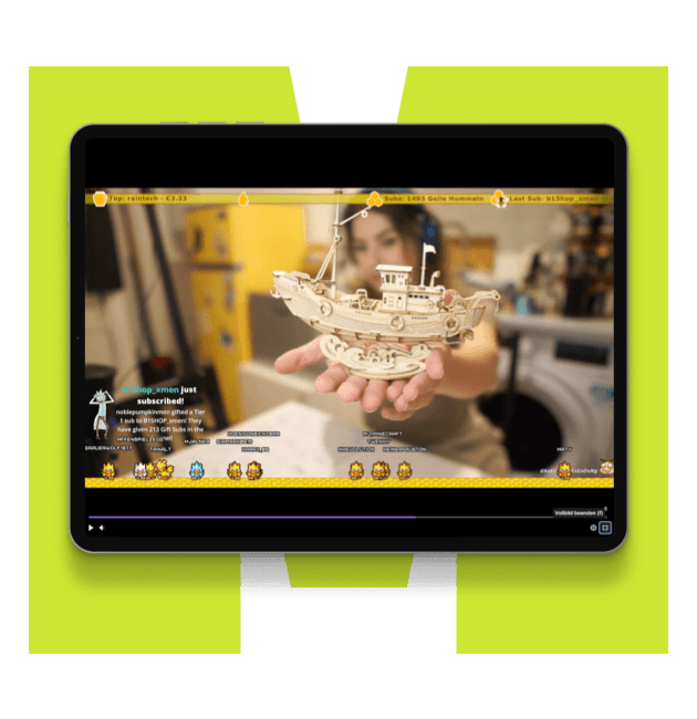 Twitch stream on a tablet