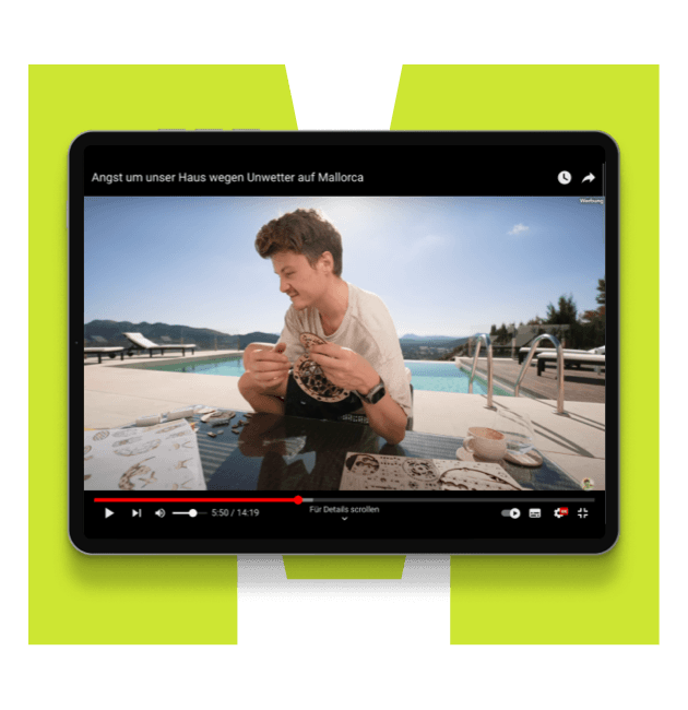 YouTube video on tablet