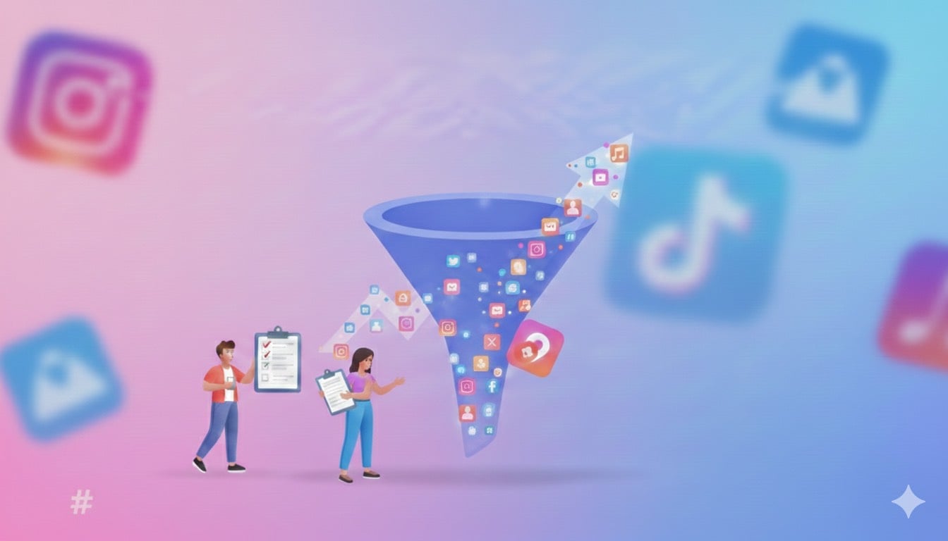 Post image marketing funnel with influencers