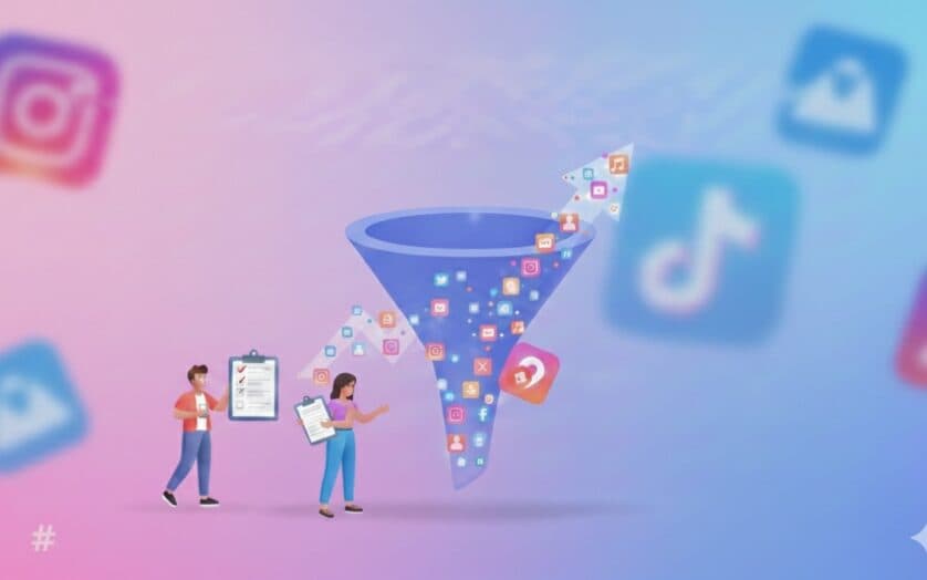 Post image marketing funnel with influencers