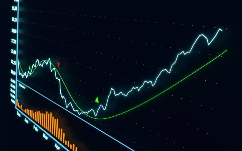 Wachstumskurve auf digitalem Chart
