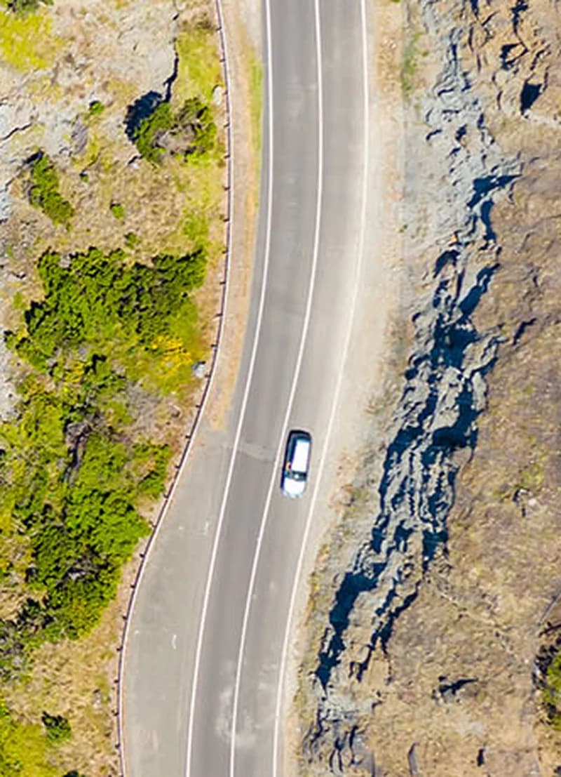 Coastal road seen from above