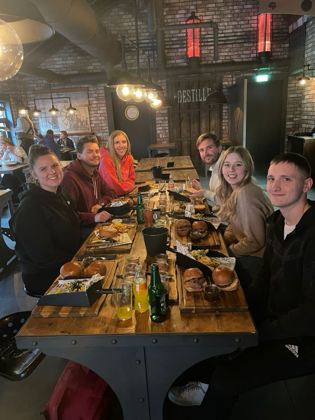 The team out for burgers